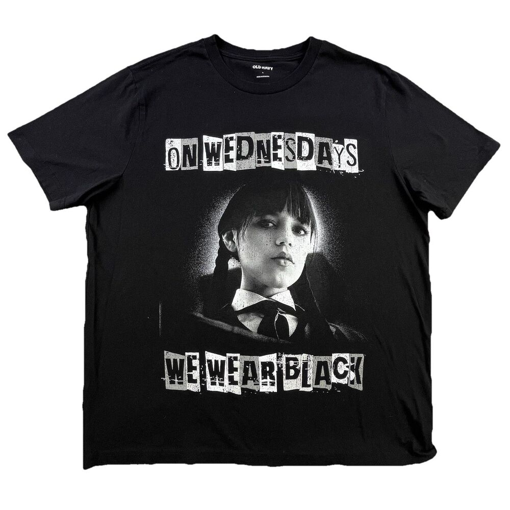 Old Navy Wednesday T-Shirt Adult L We Wear Black Addams Family Short Sleeve Tee